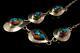 Vintage Navajo Mosaic Turquoise Coral Sterling Signed Necklace Br