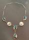 Vintage Navajo Native America Sterling Silver Turquoise Squash Blossom Necklace