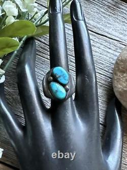Vintage Navajo Native American 925 Sterling Silver Turquoise Ring. Size 6