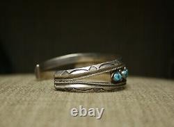 Vintage Navajo Native American Morenci Turquoise Sterling Silver Cuff Bracelet