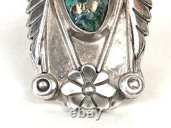 Vintage Navajo Native American Morenci Turquoise Sterling Silver Ring Sz 7.25