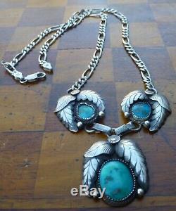 Vintage Navajo Native American Necklace Sterling Silver Turquoise