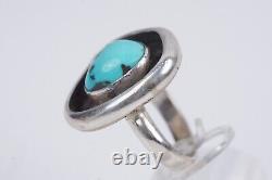 Vintage Navajo Native American Shadowbox 925 Turquoise Ring Unsigned Sz 8