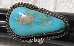 Vintage Navajo Native American Silver Blue Turquoise Ring Size 8 Rugged Stone