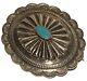 Vintage Navajo Native American Silver Tone Turquoise Concho Artisan Brooch