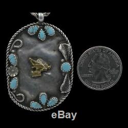 Vintage Navajo Native American Sterling Silver Barrel Racer Turquoise Pendant