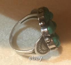 Vintage Navajo Native American Sterling Silver Turquoise Cluster Ring Size 7