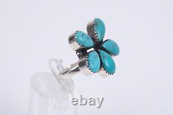 Vintage Navajo Native American Sterling Silver Turquoise Cluster Ring Size 9