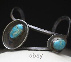 Vintage Navajo Native American Sterling Silver Turquoise Cuff Bracelet