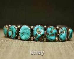 Vintage Navajo Native American Sterling Silver Turquoise Cuff Bracelet