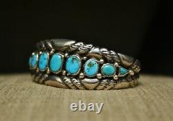 Vintage Navajo Native American Sterling Silver Turquoise Cuff Bracelet