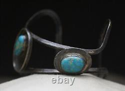 Vintage Navajo Native American Sterling Silver Turquoise Cuff Bracelet