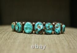 Vintage Navajo Native American Sterling Silver Turquoise Cuff Bracelet