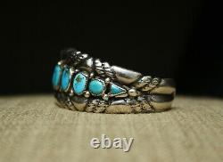 Vintage Navajo Native American Sterling Silver Turquoise Cuff Bracelet