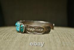 Vintage Navajo Native American Sterling Silver Turquoise Cuff Bracelet