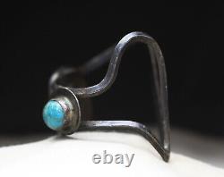 Vintage Navajo Native American Sterling Silver Turquoise Cuff Bracelet