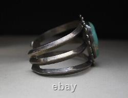 Vintage Navajo Native American Sterling Silver Turquoise Cuff Bracelet