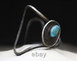 Vintage Navajo Native American Sterling Silver Turquoise Cuff Bracelet