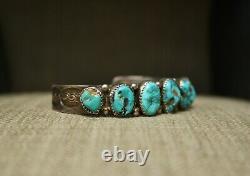 Vintage Navajo Native American Sterling Silver Turquoise Cuff Bracelet