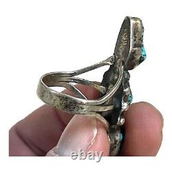 Vintage Navajo Native American Turquoise Ring Sterling Silver Size 9 Old Pawn LG