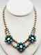 Vintage Navajo Native American Turquoise Sterling Silver Cluster Necklace 17.5