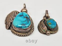 Vintage Navajo Native American Turquoise and Sterling Silver Pendants