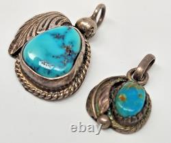 Vintage Navajo Native American Turquoise and Sterling Silver Pendants