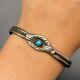 Vintage Navajo Native Indian Mary S Lew Silver Turquoise Bracelet Cuff