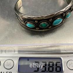 Vintage Navajo Native Indian Silver Turquoise Bracelet Cuff