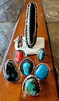 Vintage Navajo Native Sterling For scrap or REPAIR Turquoise RING JEWEL Lot of 8