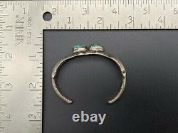Vintage Navajo Native Sterling Silver Sand Cast Turquoise Smaller Bracelet Cuff