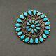 Vintage Navajo Native Sterling Silver Turquoise Brooch Pin Pendant