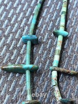 Vintage Navajo Native Turquoise Bead & Nugget Necklace weighs 28 grams, 25 long