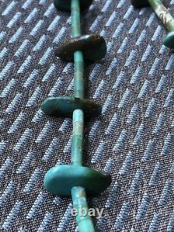 Vintage Navajo Native Turquoise Bead & Nugget Necklace weighs 28 grams, 25 long