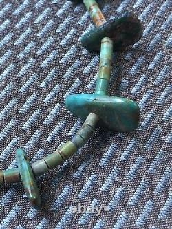 Vintage Navajo Native Turquoise Bead & Nugget Necklace weighs 28 grams, 25 long