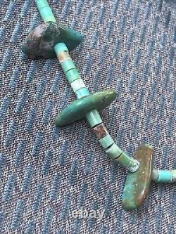 Vintage Navajo Native Turquoise Bead & Nugget Necklace weighs 28 grams, 25 long