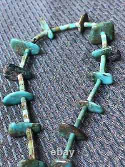 Vintage Navajo Native Turquoise Bead & Nugget Necklace weighs 28 grams, 25 long