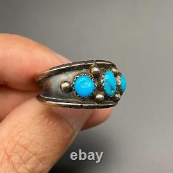 Vintage Navajo Native Turquoise Sterling Silver Ring Size 10