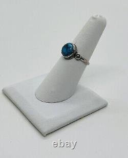Vintage Navajo Natural Gem Grade Ithaca Peak Turquoise with Pyrite Silver Ring