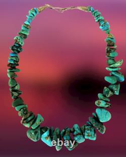 Vintage Navajo Natural Green Turquoise Nugget Beaded Necklace