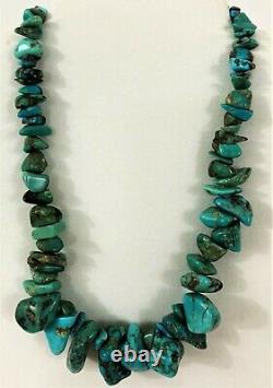 Vintage Navajo Natural Green Turquoise Nugget Beaded Necklace