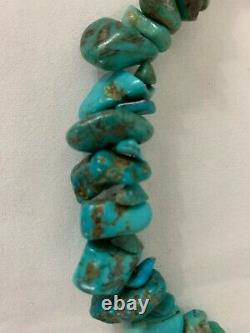 Vintage Navajo Natural Green Turquoise Nugget Beaded Necklace