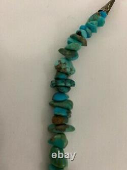 Vintage Navajo Natural Green Turquoise Nugget Beaded Necklace