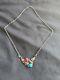 Vintage Navajo Necklace By R. Wylie Sterling Silver 925 WithCoral Turquoise Stones