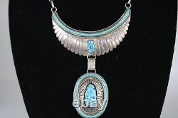 Vintage Navajo Necklace Choker Sterling Silver, Signed Harry Martinez