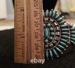 Vintage Navajo Needle point Sterling 925 Turquoise Bracelet N&R NEZ
