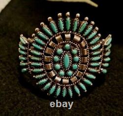 Vintage Navajo Needle point Sterling 925 Turquoise Bracelet N&R NEZ