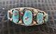 Vintage Navajo Old Pawn Graduated Turquoise Sterling Silver Cuff Bracelet