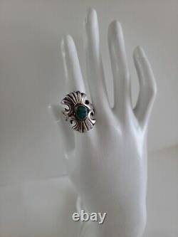 Vintage Navajo Old Pawn Handcast Sterling Turquoise Ring size 9