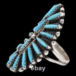Vintage Navajo Old Pawn Handmade Oval Sterling Silver Kingman Turquoise Ring